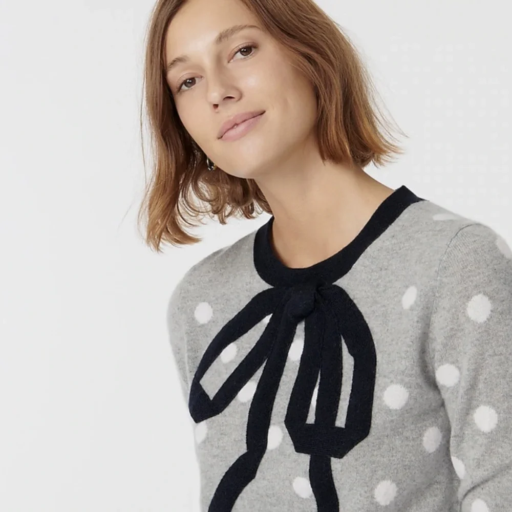 J. Crew Polka Dot Cashmere Sweater XXS - Picture 3 of 14